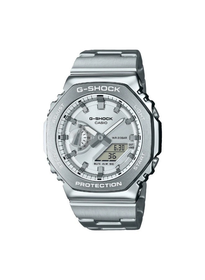 كاسيو ساعة كاسيو جي-شوك ​​للرجال، معدنية بالكامل، أبيض وفضي - GM-2110D-7ADR - Image 1